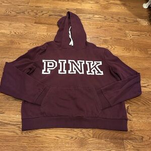 PINK Victoria's Secret maroon pullover Hoodie Sweatshirt medium